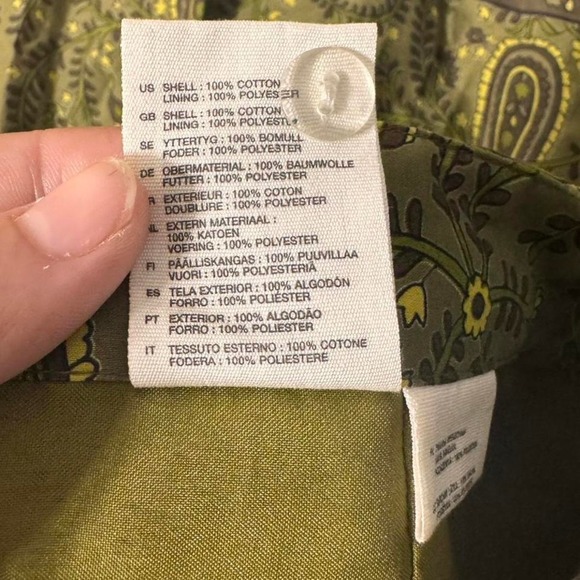 H&M Women's Skirt Size 6 Green Paisley Print Pleated Boho Cotton Blend Lined - Picture 5 of 7